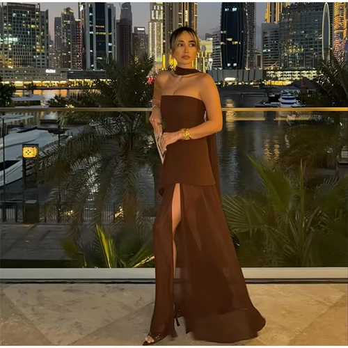 Elegant Women's Strapless Corset Maxi Dress