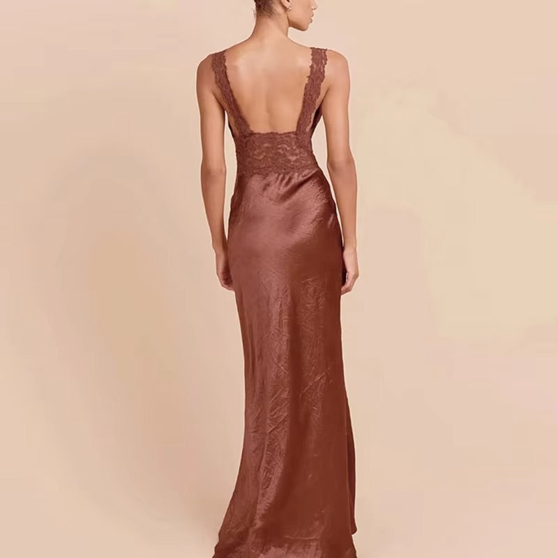 Summer Plunge Lace Dress - Women's Backless Evening Gown